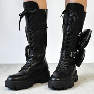 Black combat boots
